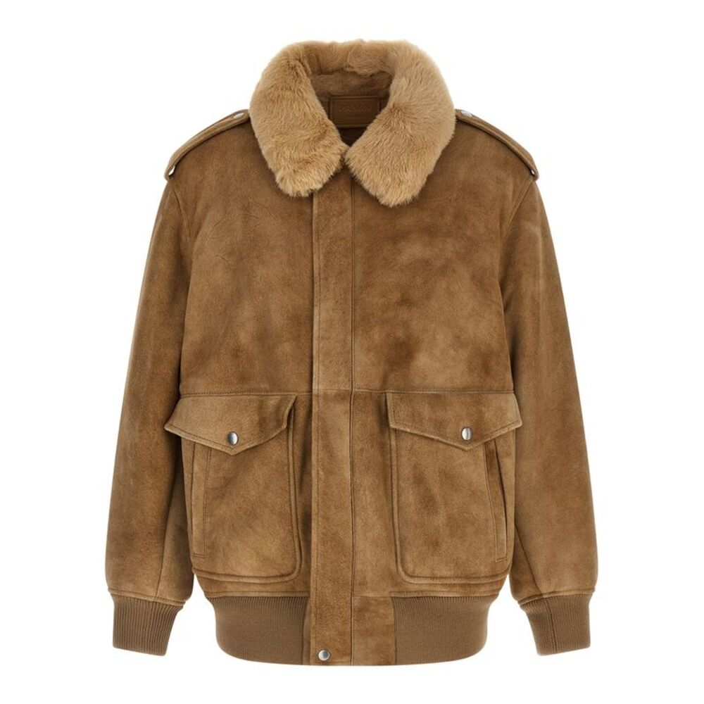 Prada Beige Lamb Leather Women's Bomber
